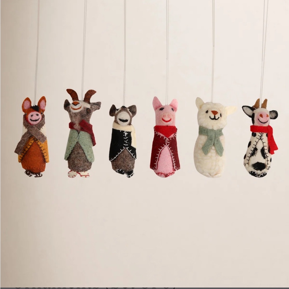 Barnyard Bunch Wool Holiday Ornaments (Set Of 6)